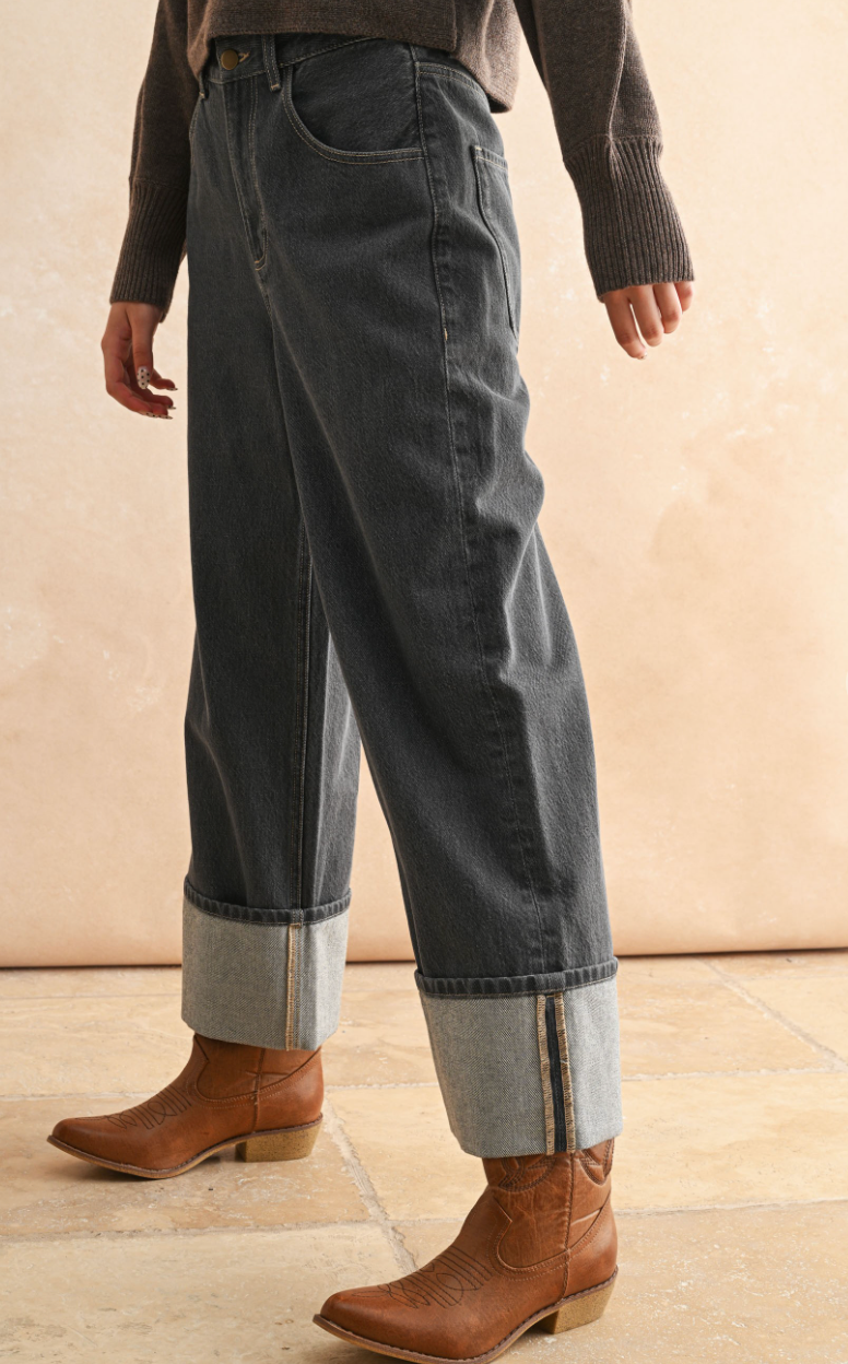 Washed Cuffed Bottom Pants