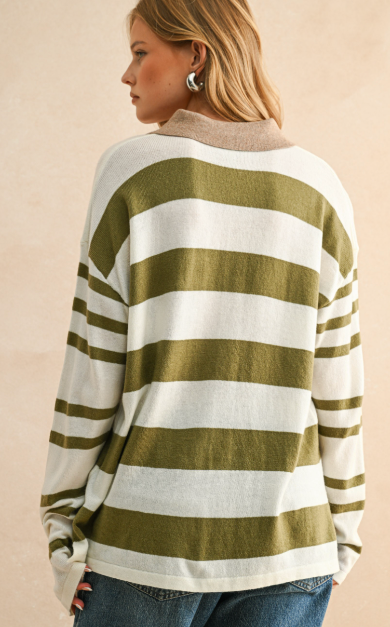 Knit Striped Polo Shirt