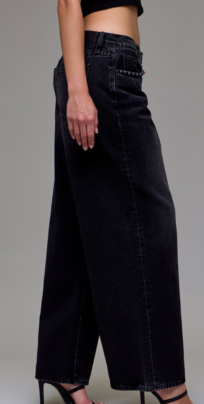 Studded Pocket Baggy Jeans