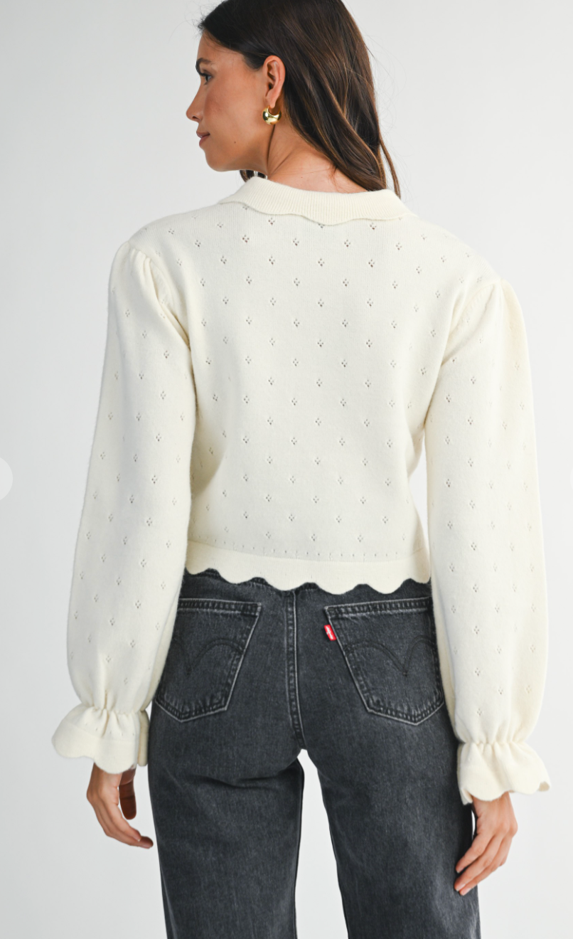 Knit Scallop Hem Sweater