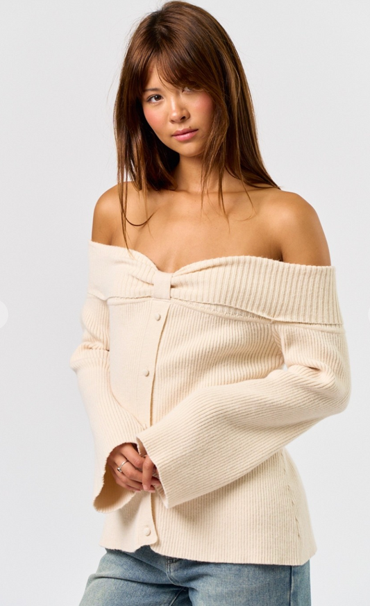 Off Shoulder Long Sleeve Sweater