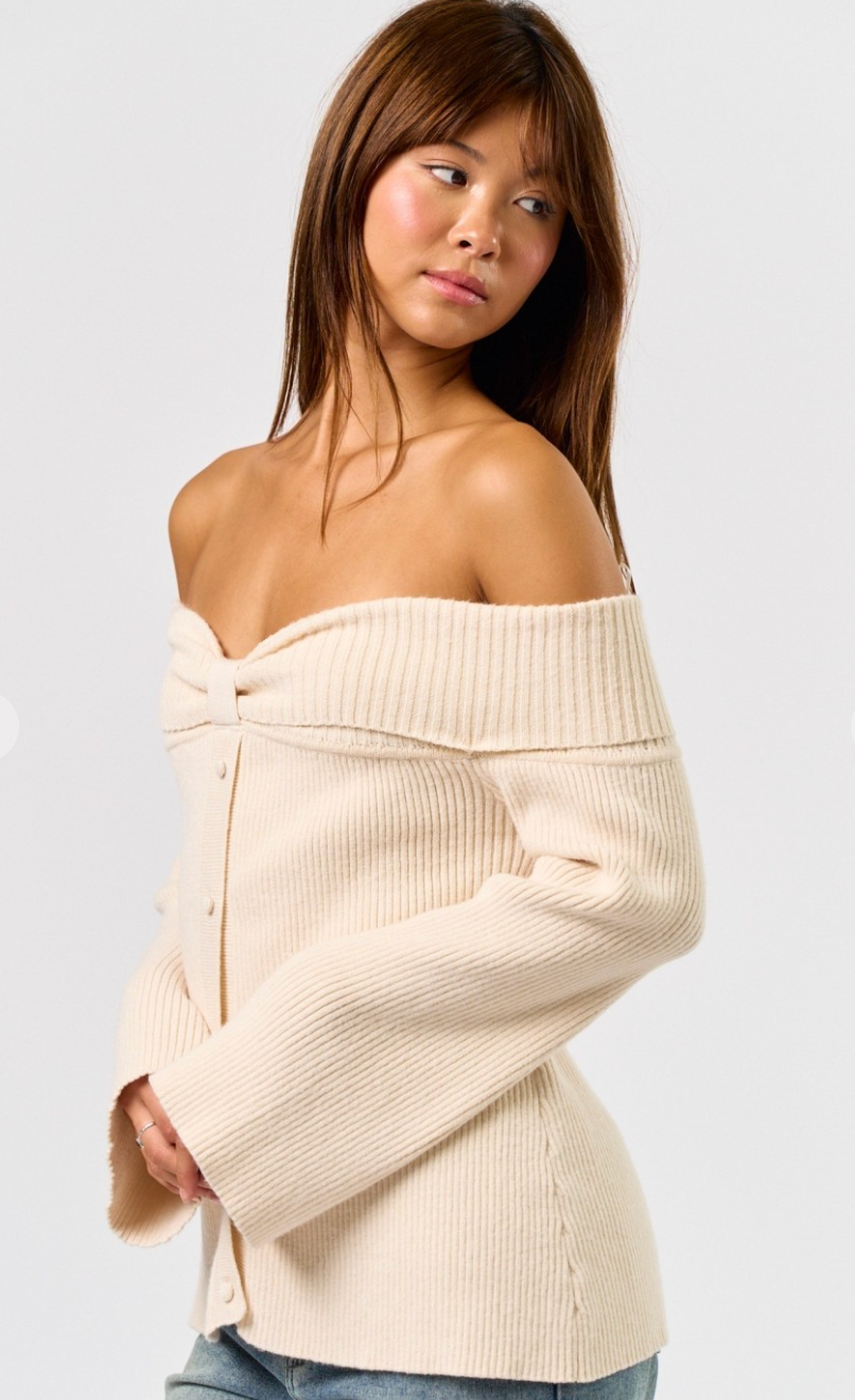 Off Shoulder Long Sleeve Sweater
