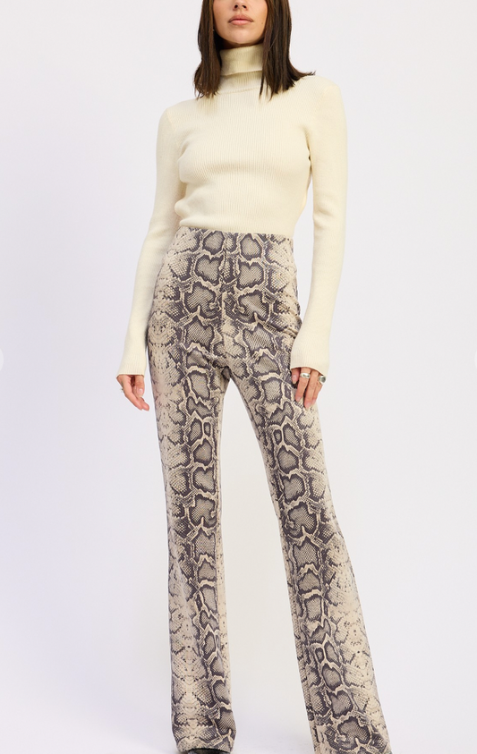Flared Snake Print Pants