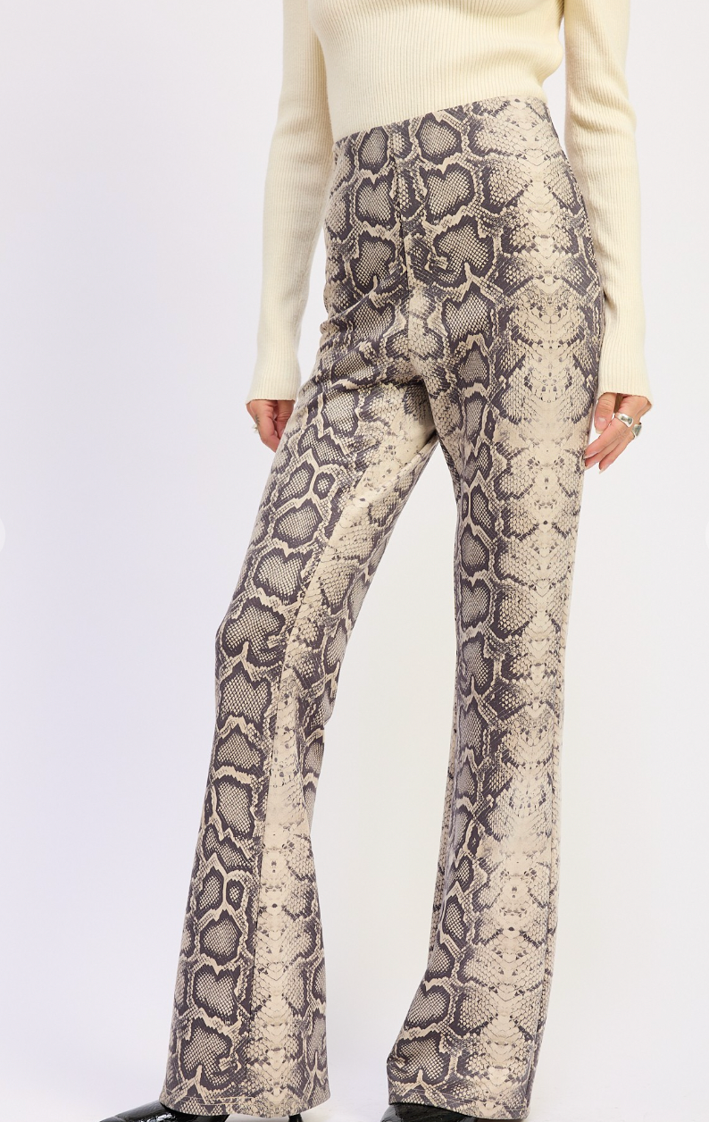 Flared Snake Print Pants