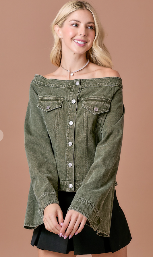 Off The Shoulder Denim Jacket