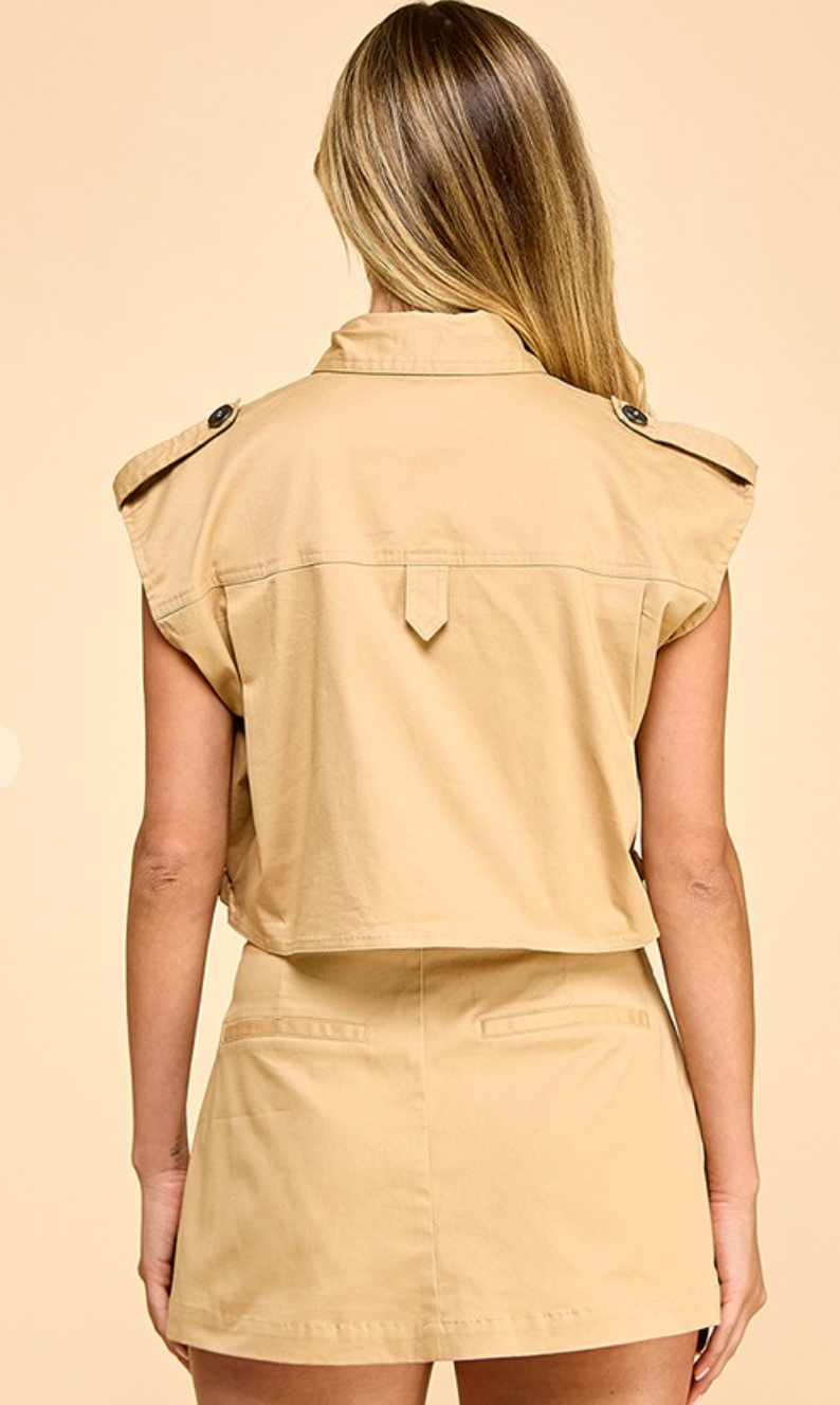 Lapel Detail Sleeveless Top