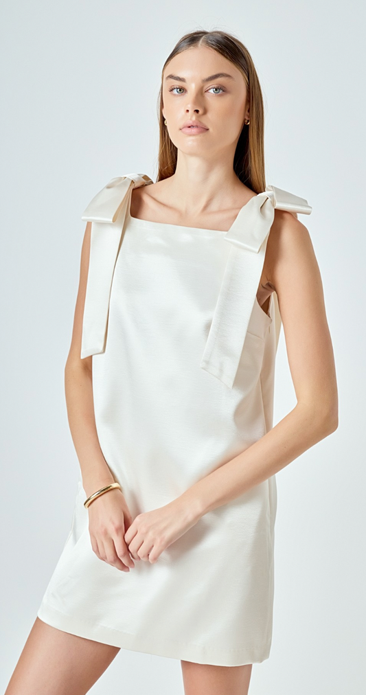 Velvet Satin Bow Mini Dress