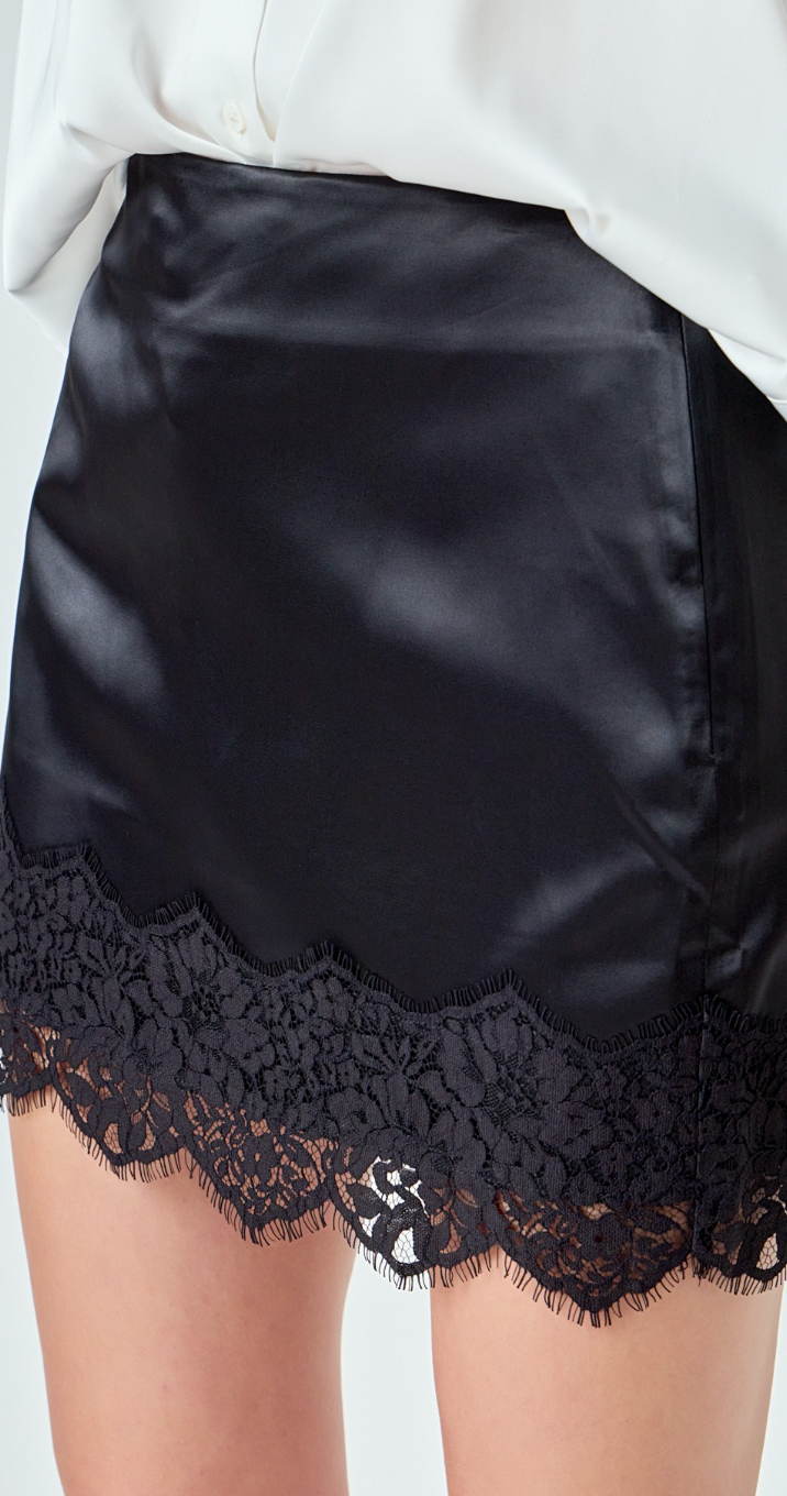 Lace Trim Mini Skirt