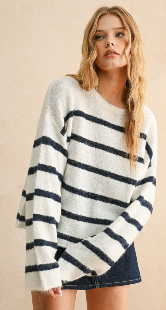 Striped Brushed Sweater Top