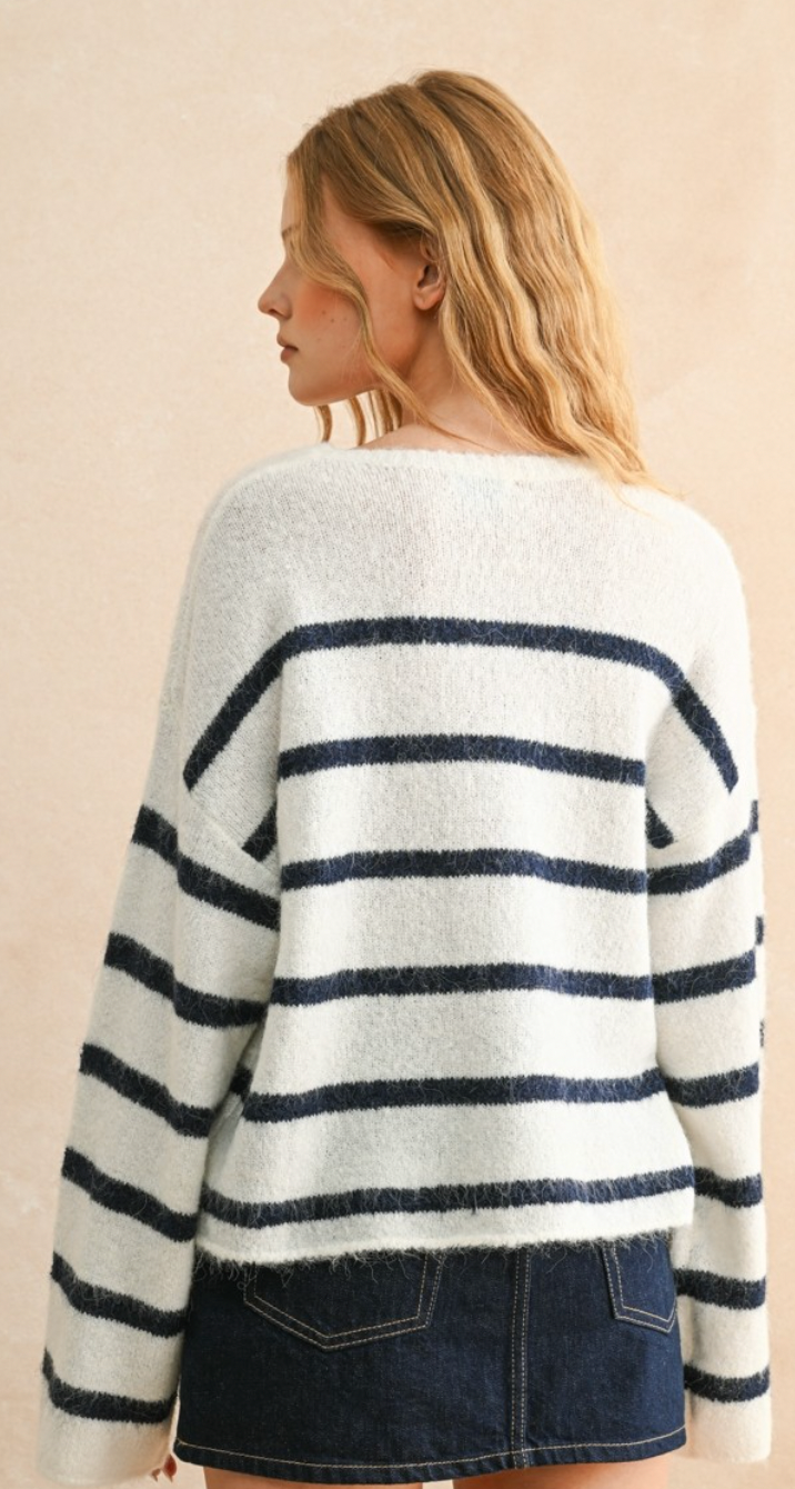 Striped Brushed Sweater Top
