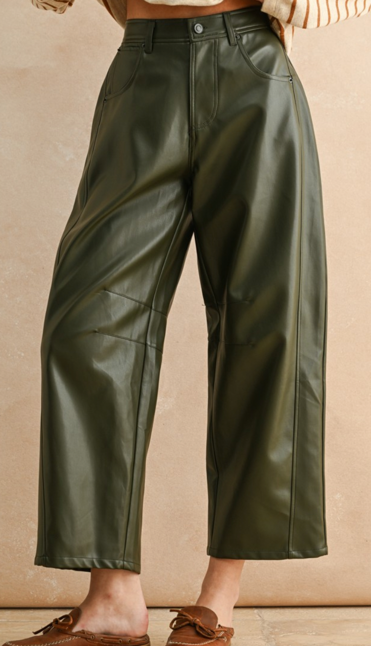 Pleather Barrel Pants