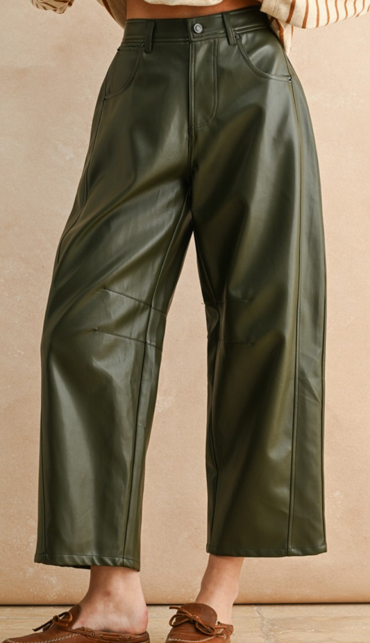Pleather Barrel Pants