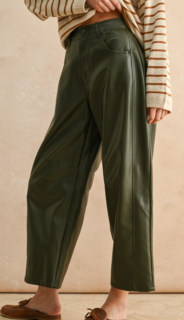 Pleather Barrel Pants