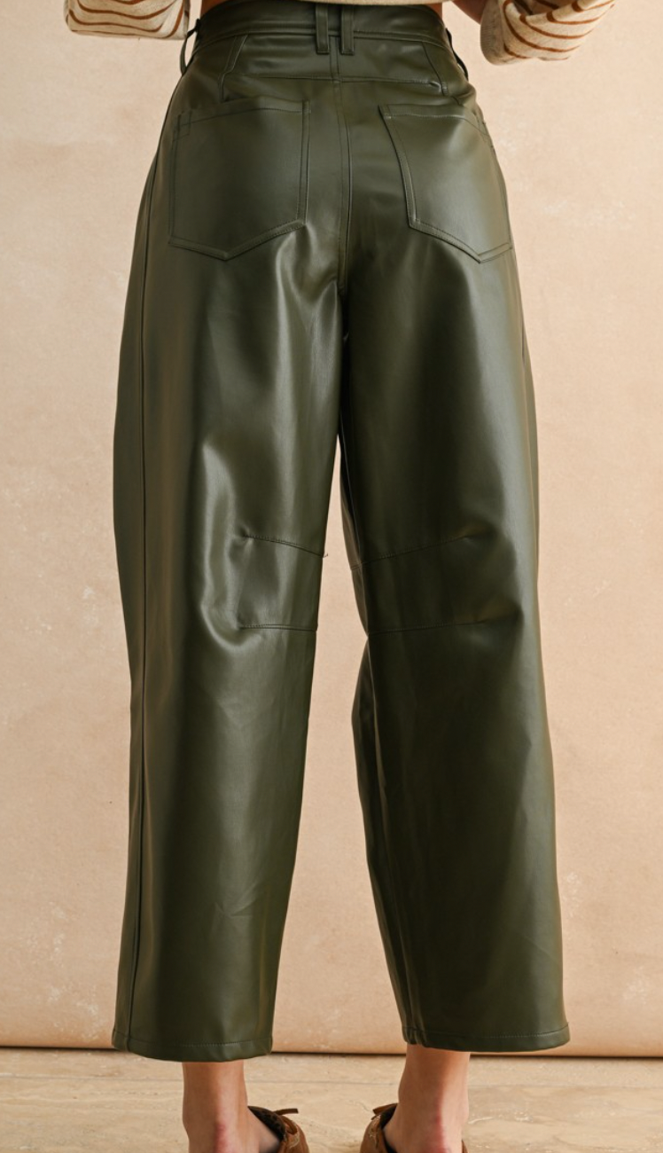 Pleather Barrel Pants