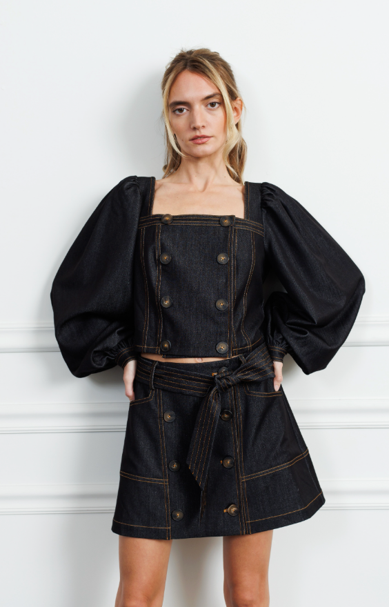 Elma Button Down Crop Top