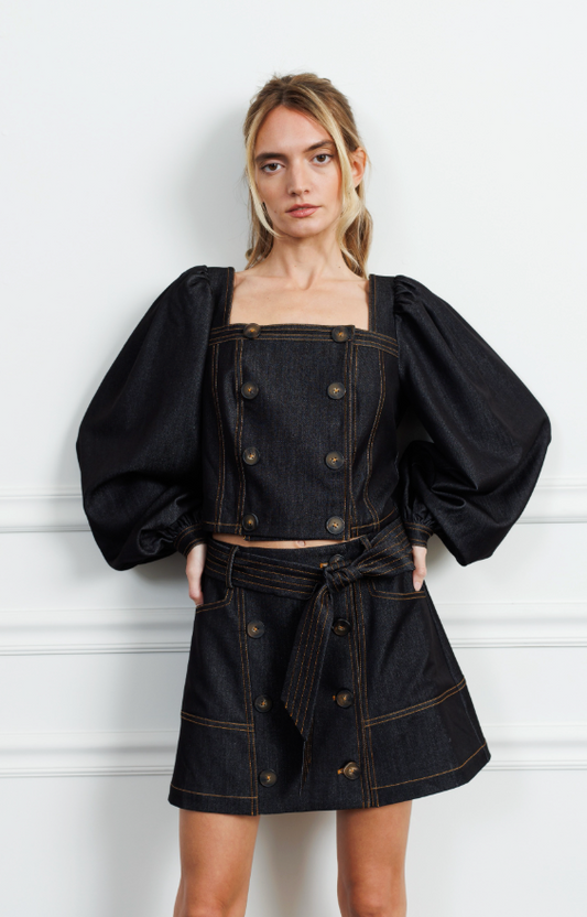 Elma Button Down Crop Top