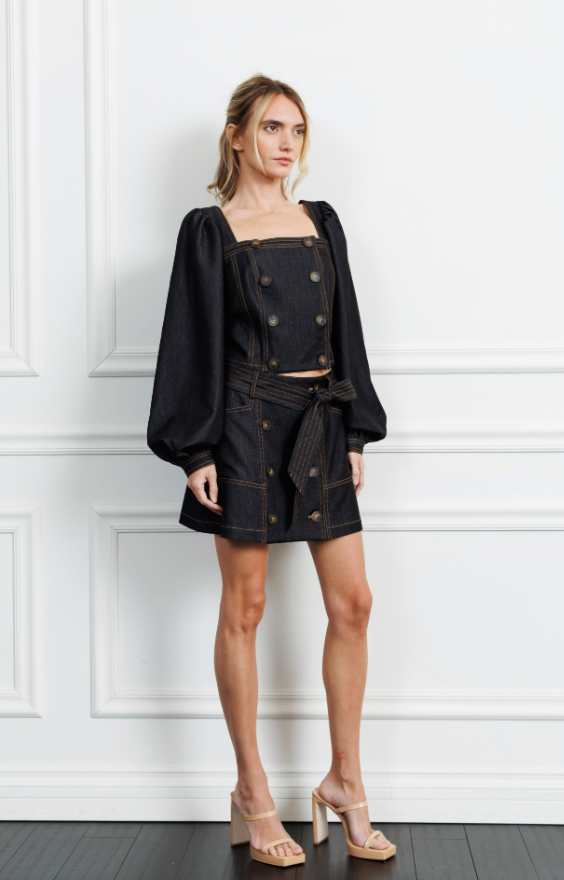 Elma Button Down Crop Top