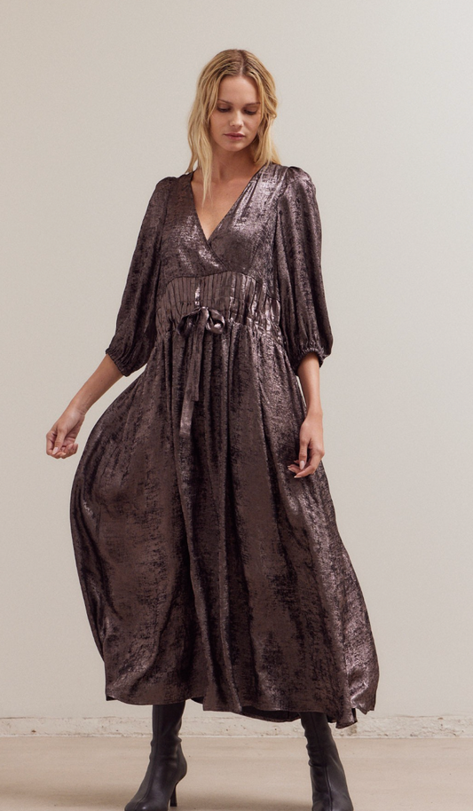 Pleat Waist Shine Dress