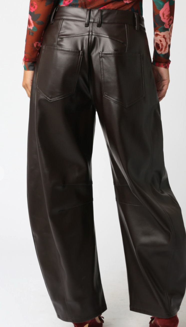 Alexus Leather Barrel Pants