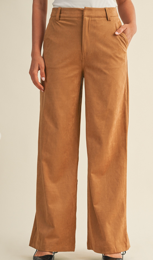 Suede Straight Pants