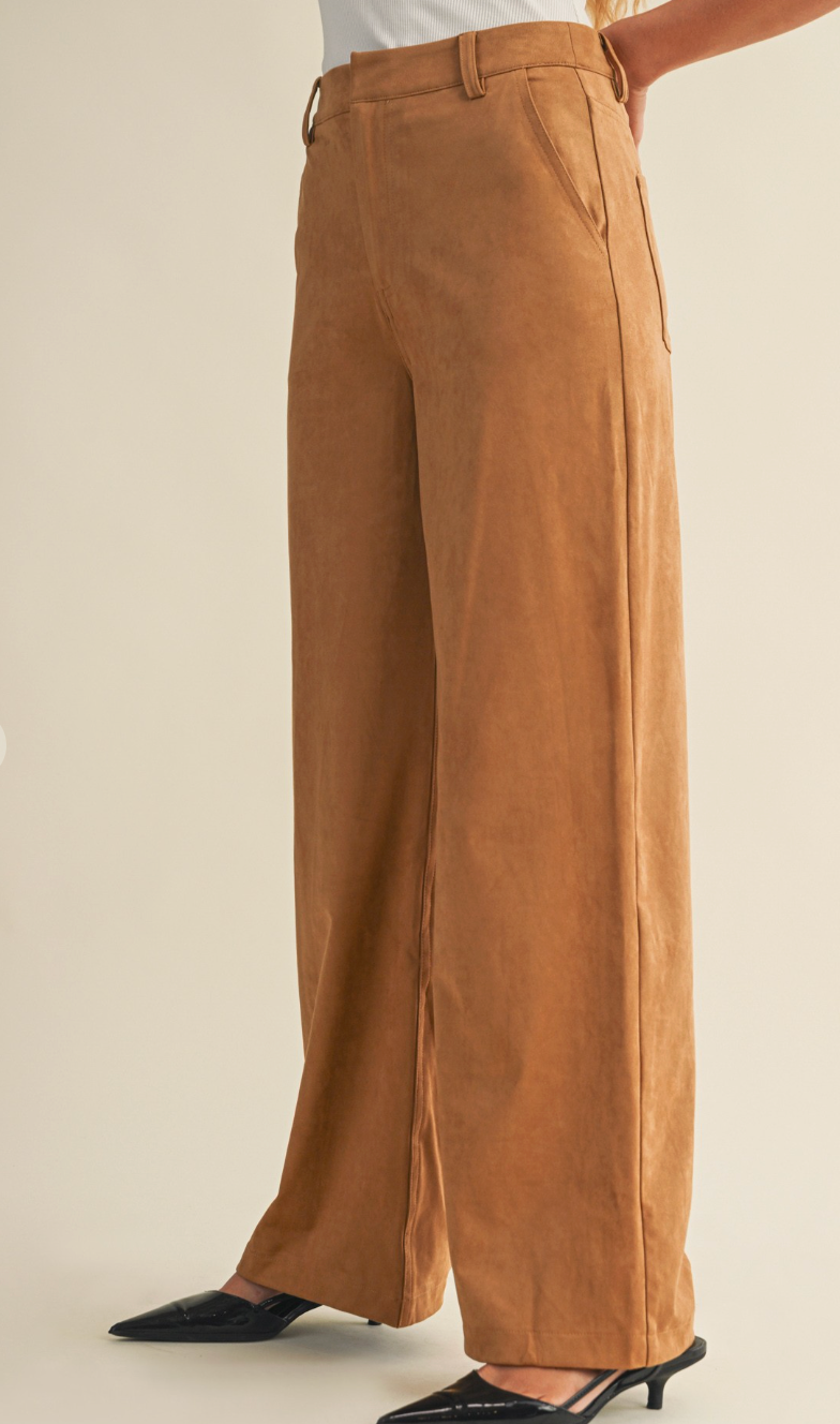 Suede Straight Pants