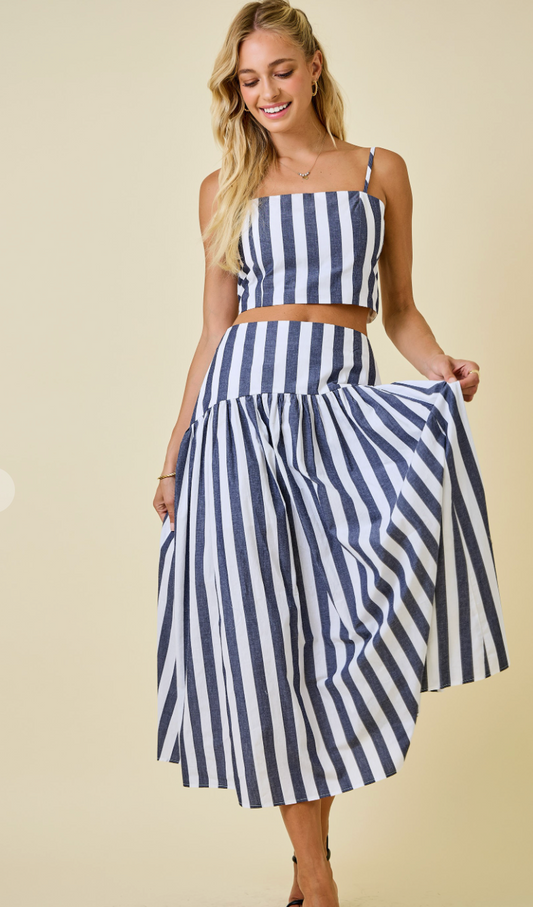 Stripe Smocked Back Tank Top