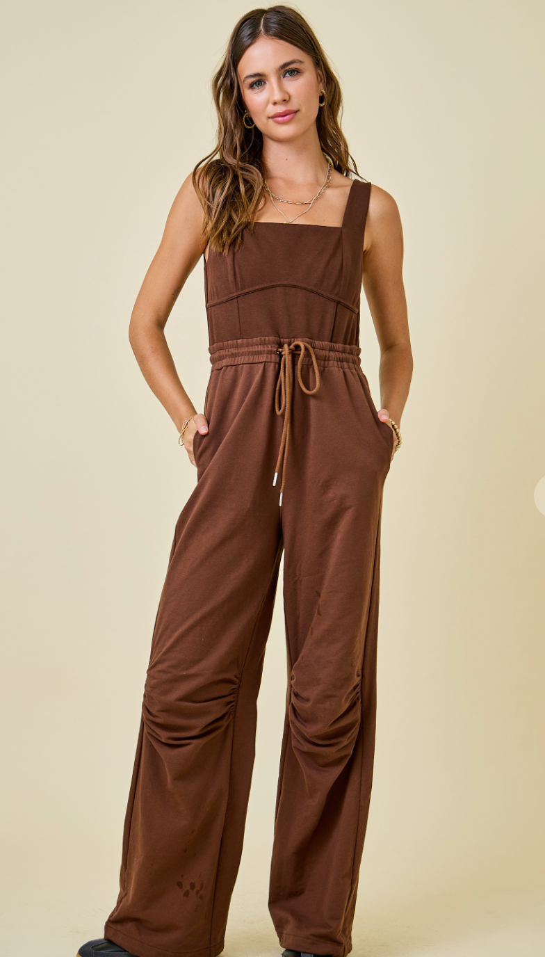 Adjustable Drawstring Knit Jumpsuit