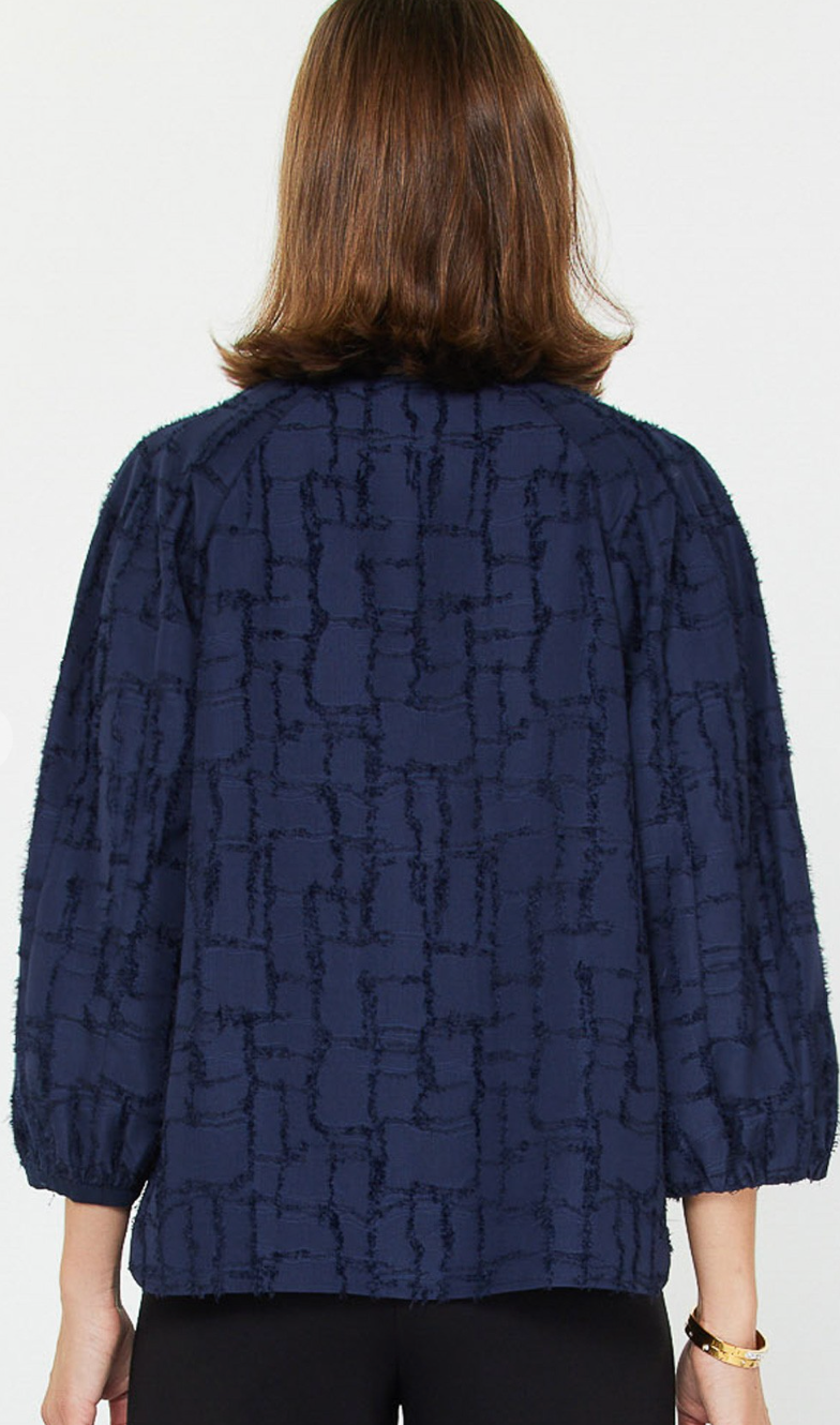Textured Jacquard 3/4 Sleeve Blouse