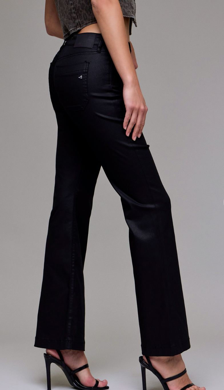 Coated Mid Rise Flare Jeans