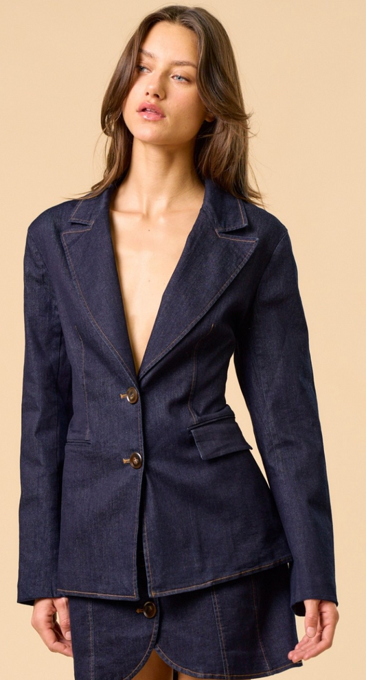 Denim Blazer Top