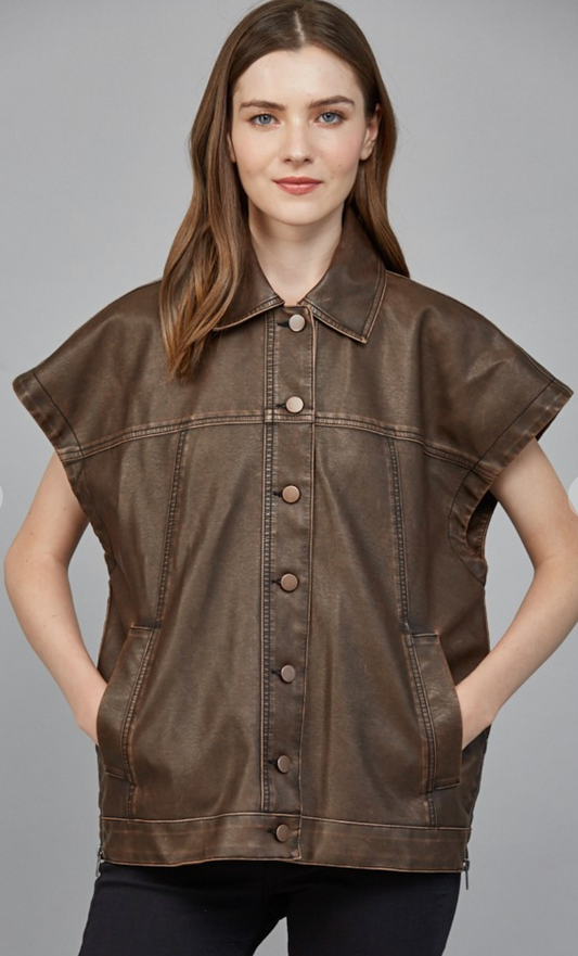 Faux Leather Vest
