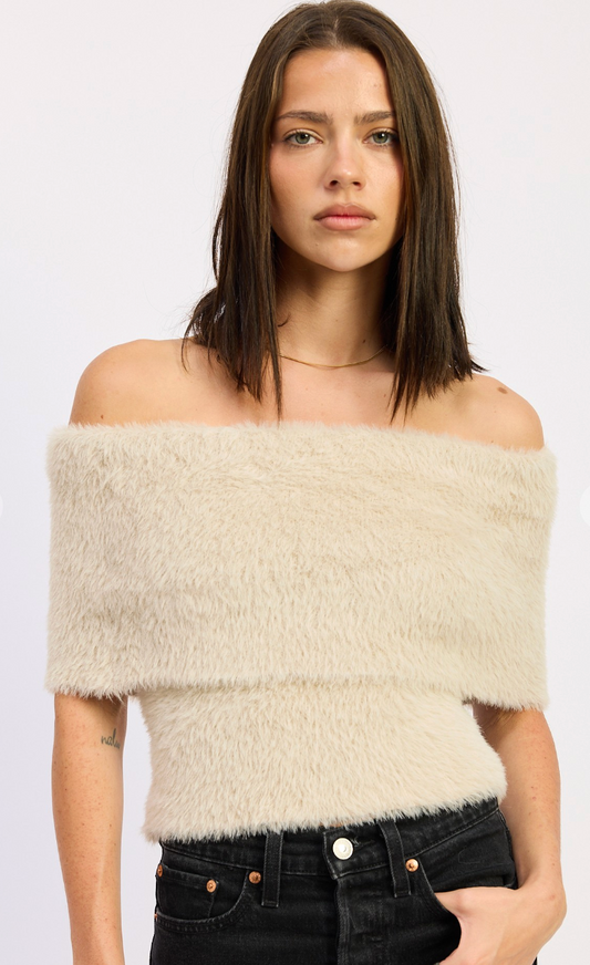 Strapless Fuzzy Chenille Top