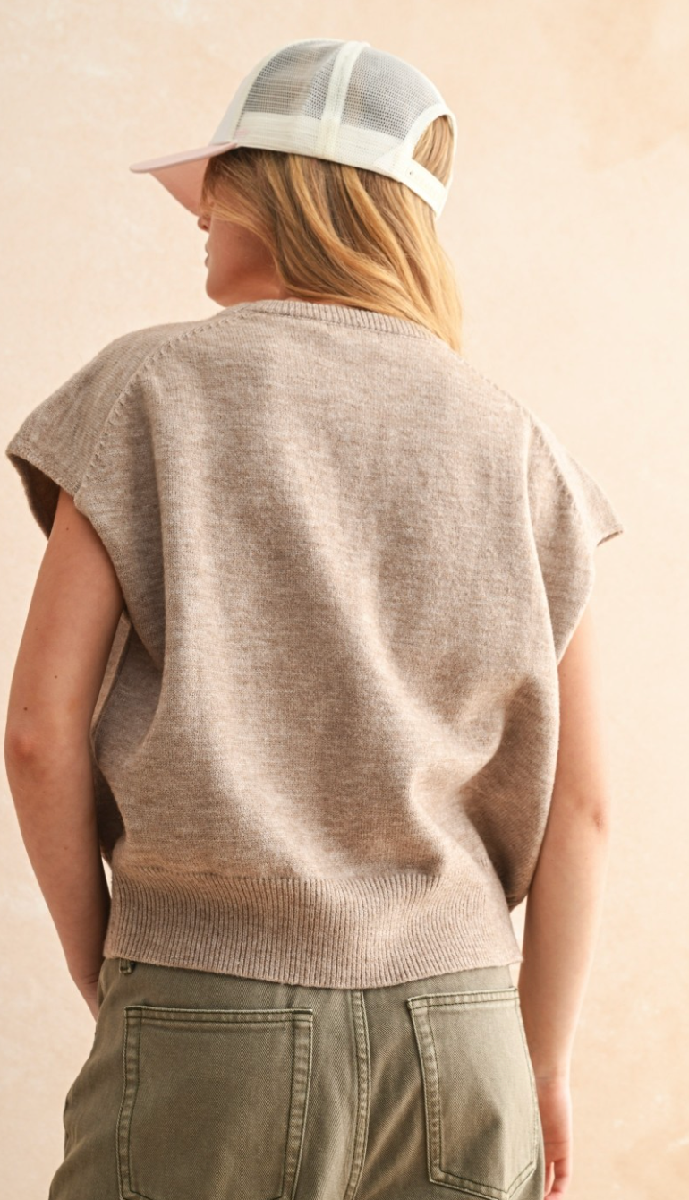 Loose Fit Short Sleeve Sweater Top