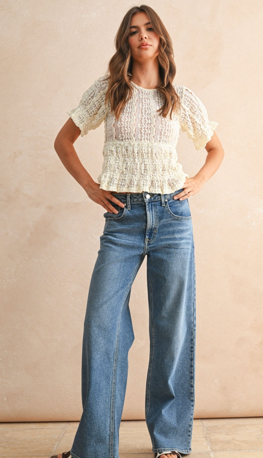 Short Sleeve Lace Blouse