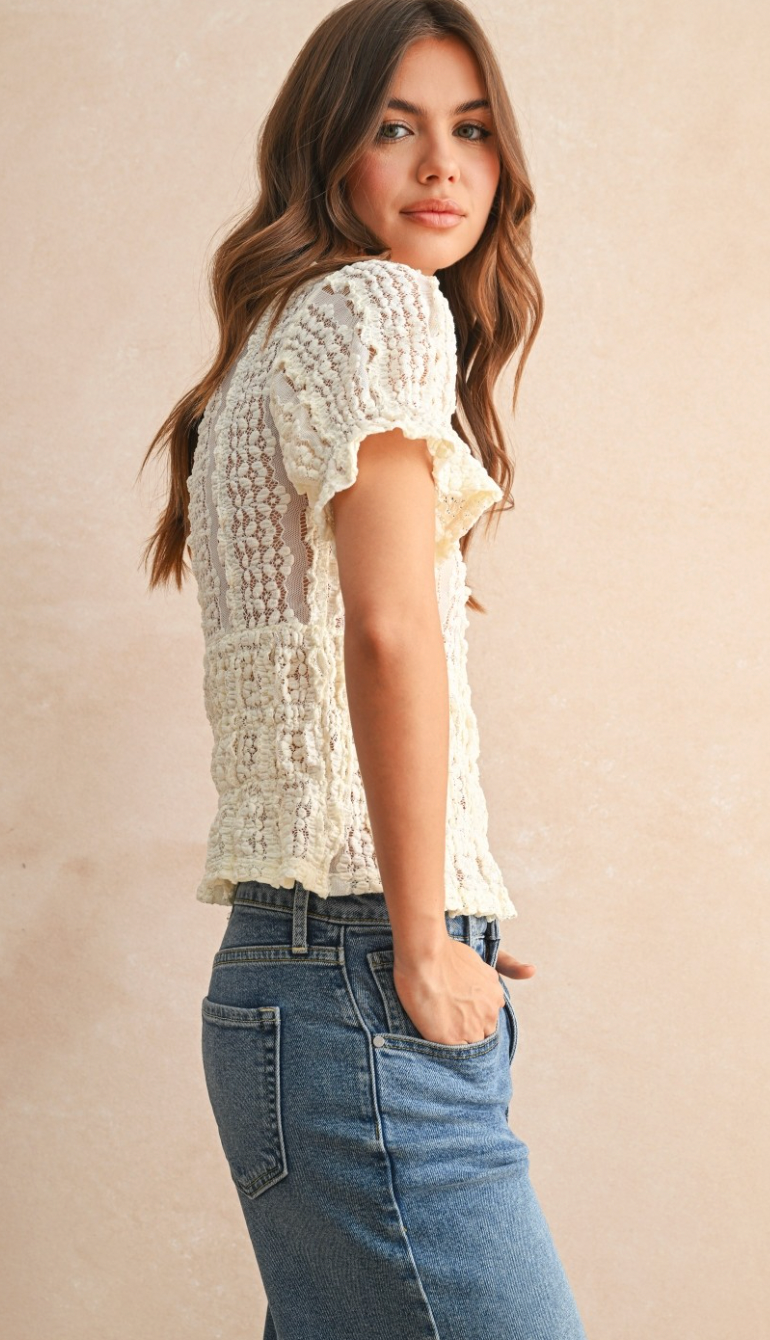Short Sleeve Lace Blouse
