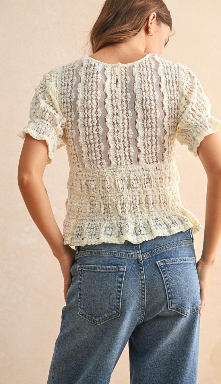 Short Sleeve Lace Blouse