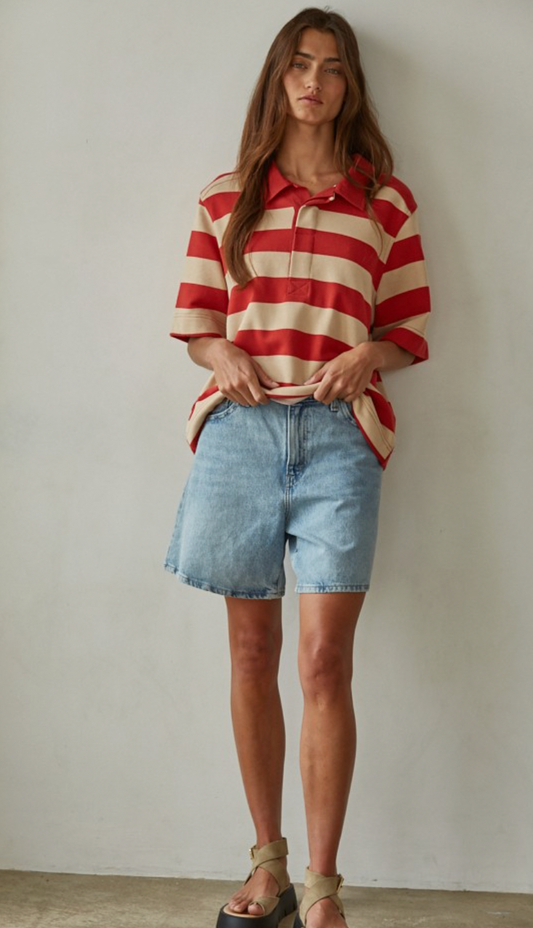 Bold Striped Rugby Tee
