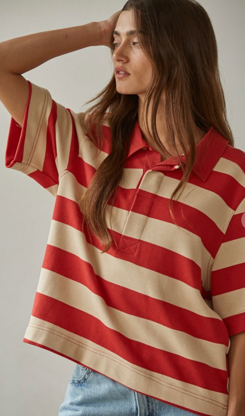 Bold Striped Rugby Tee