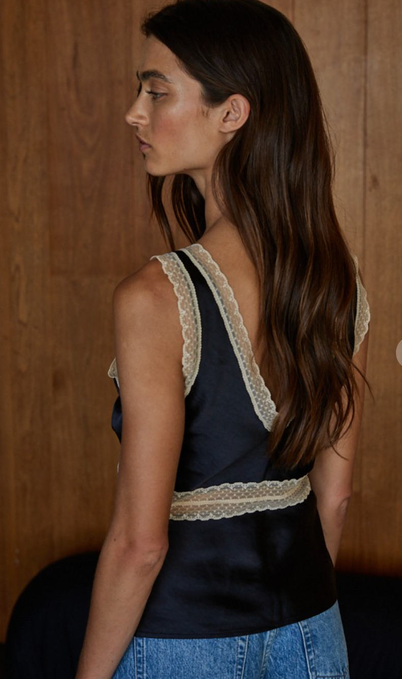 Contrast Lace Trim Top