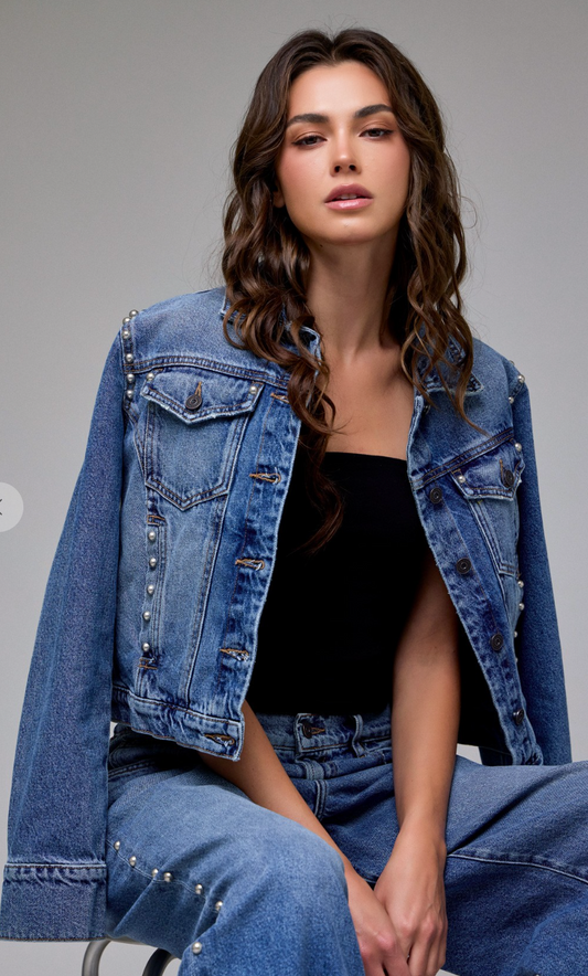 Pearl Embellished Trucker Jacket