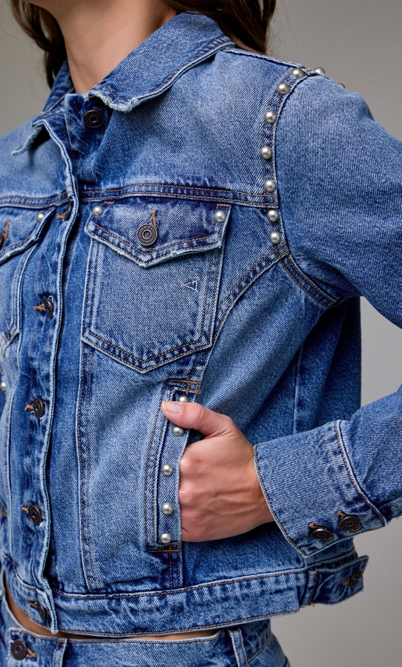 Pearl Embellished Trucker Jacket