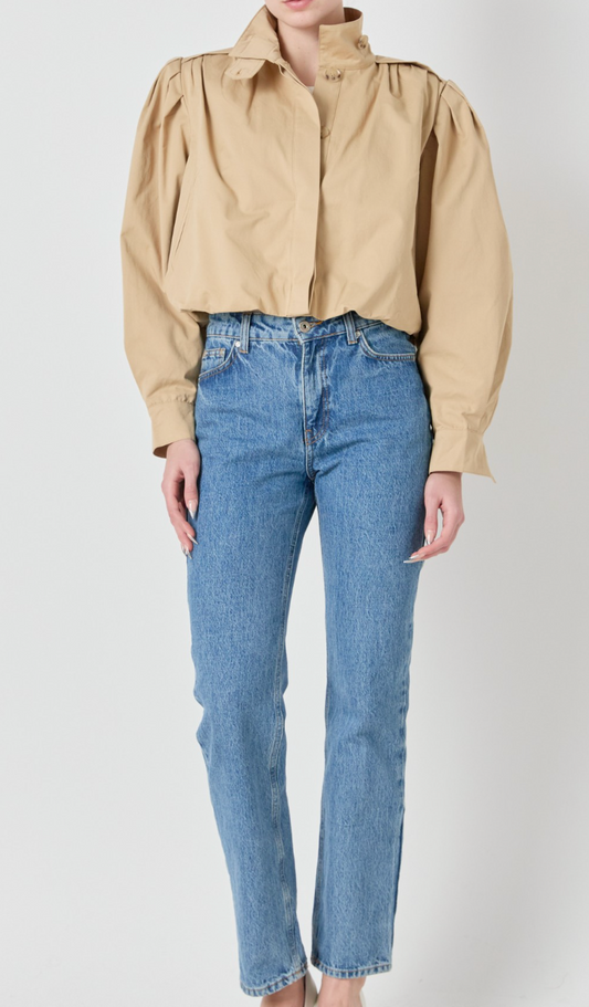 Shirred Short Trench Coat