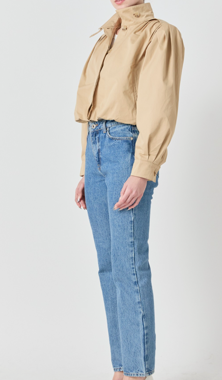 Shirred Short Trench Coat