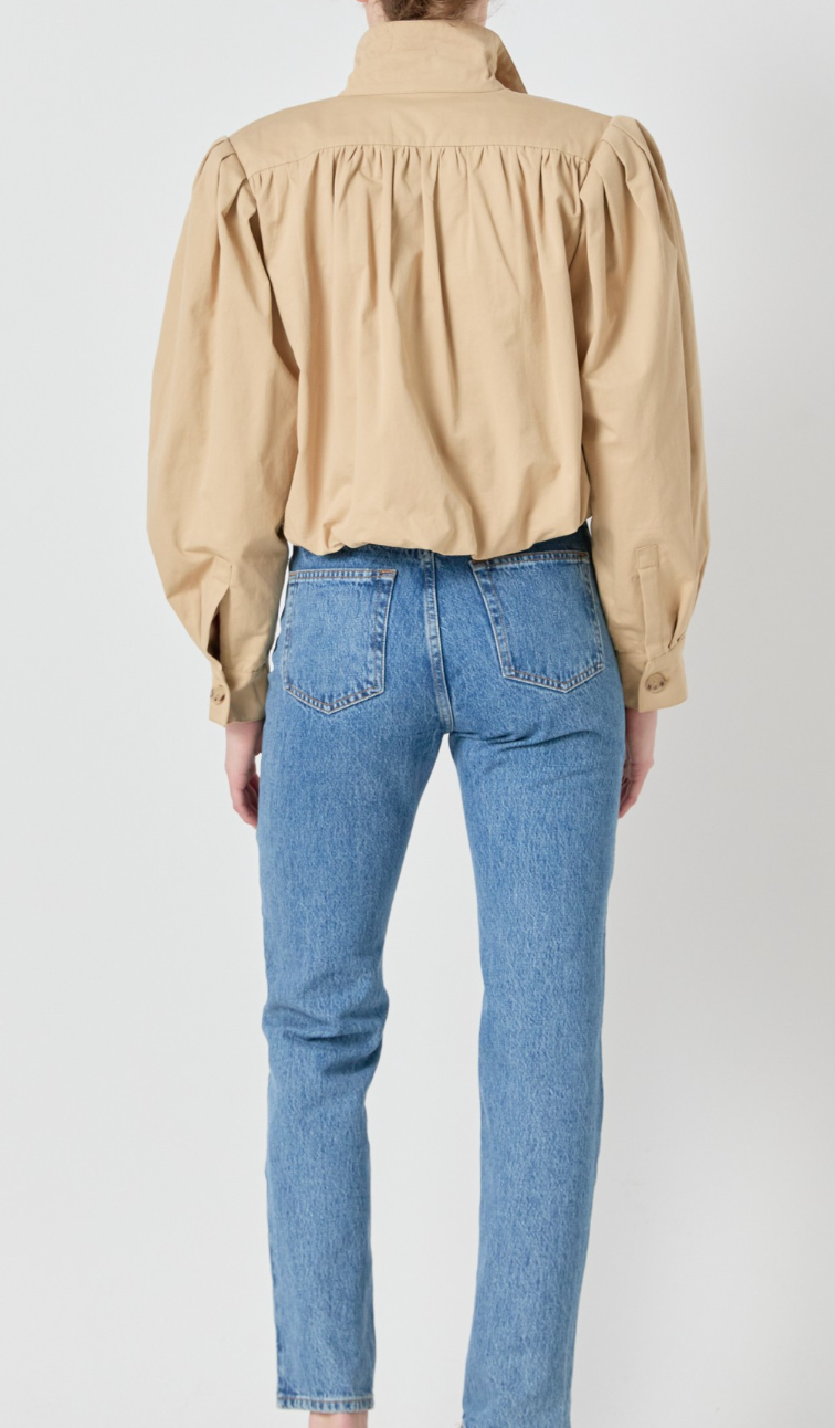Shirred Short Trench Coat