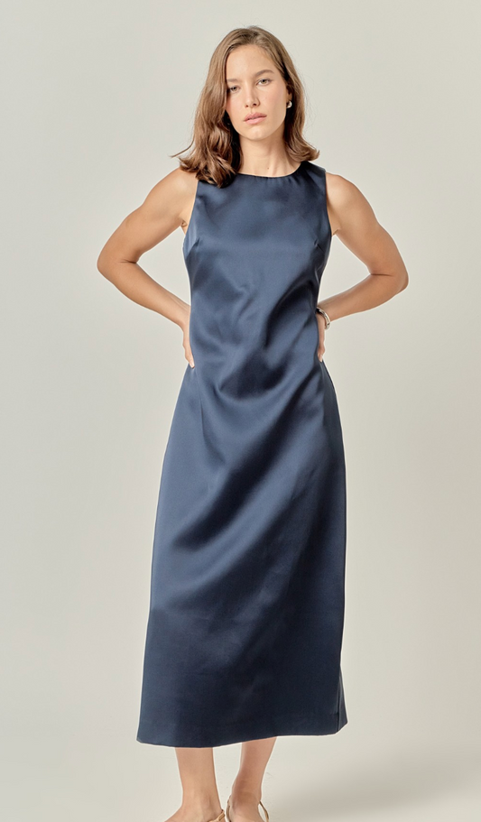 Satin Sleeveless Midi Dress