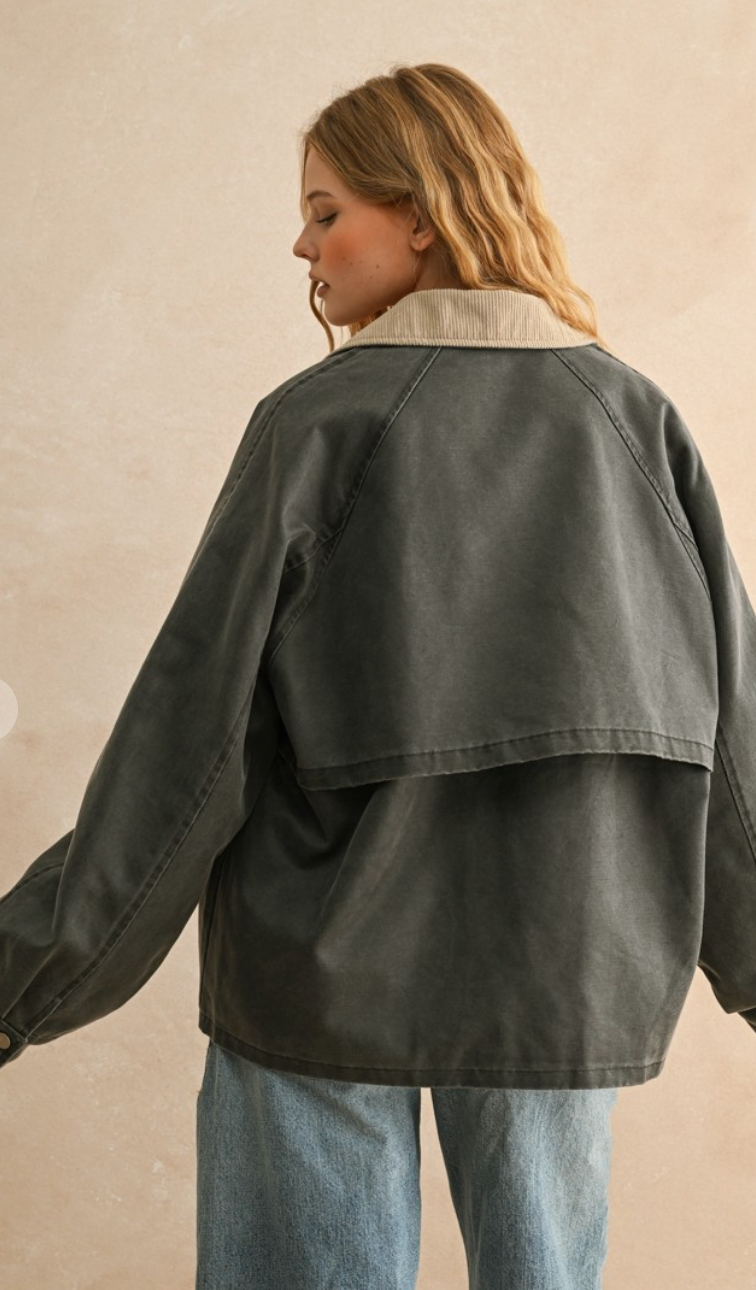 Contrast Collar Utility Jacket