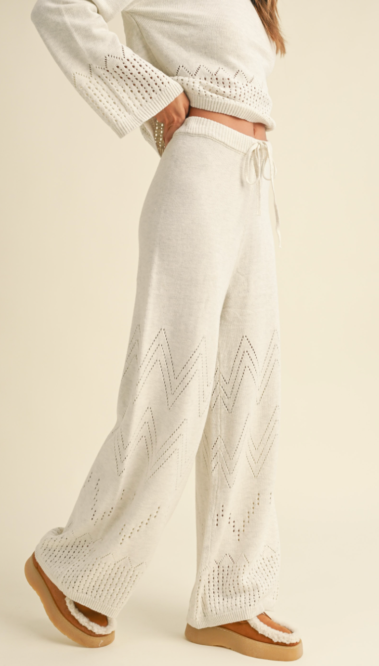 Border Crochet Knit Pants