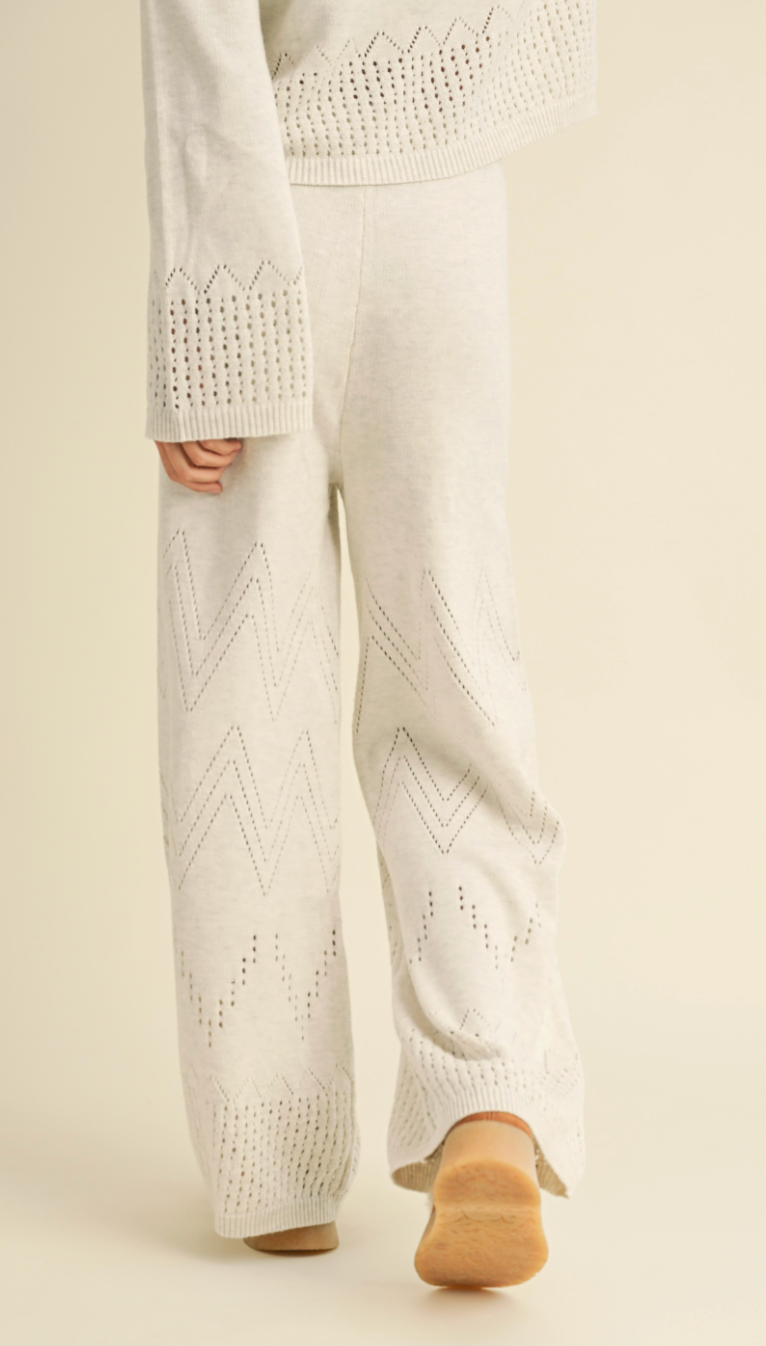 Border Crochet Knit Pants