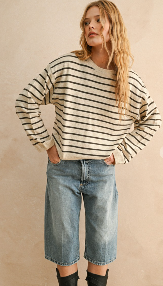 Stripe Pattern Knit Sweater