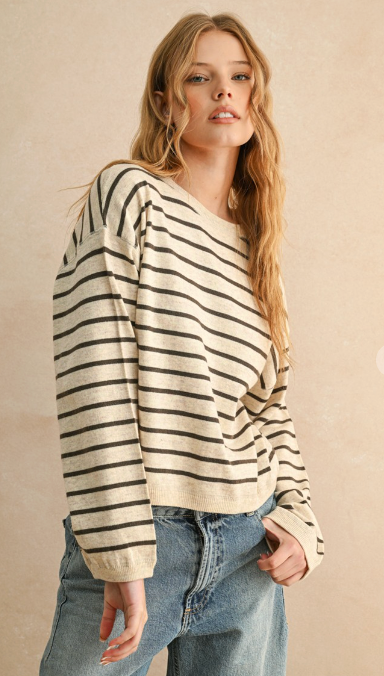 Stripe Pattern Knit Sweater